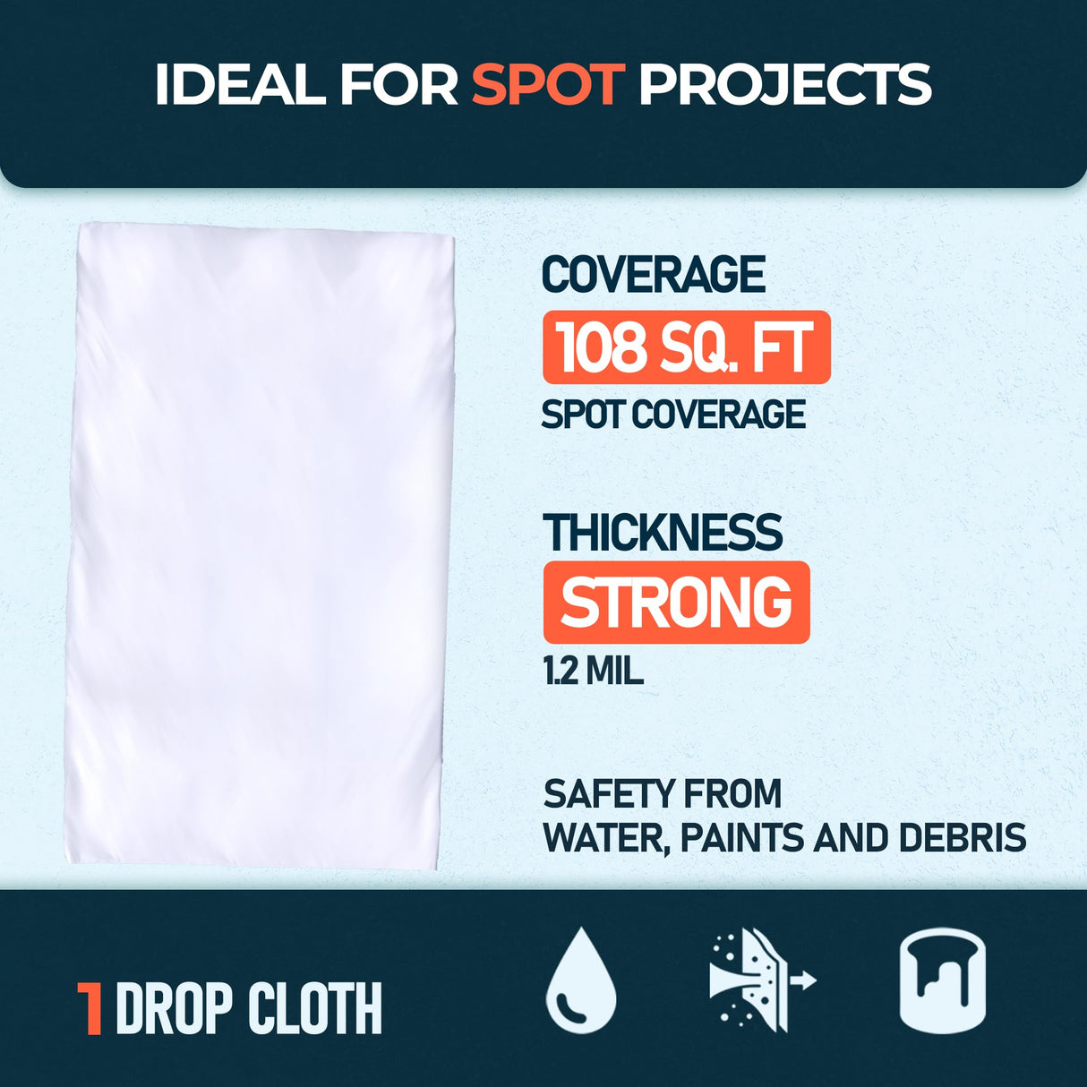 Plastic Drop Cloths – 1 Pack (12 × 9 ft) coverage and thickness guide