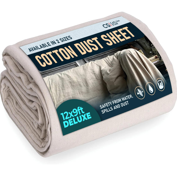 Cotton Dust Sheets - Extra Large (3.6 × 2.7 m) rolled cotton sheet pack