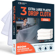 3 Pack 12x9 ft Extra Large Plastic Drop Cloth for Painting, Furniture Covers, Painters Plastic Cover, Clear Paint Tarp, Floor Protector, Disposable Paint Drop Cloth, 55% Recycled
