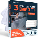 Plastic Drop Cloths – 3 Pack (12 × 9 ft) retail pack with folded sheets