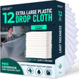 Plastic Drop Cloths – 12 Pack (12 × 9 ft) retail pack with folded sheets