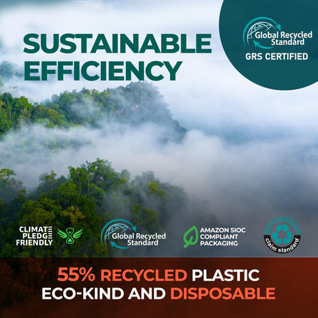 GRS certified plastic dust sheets made with 55 percent recycled plastic