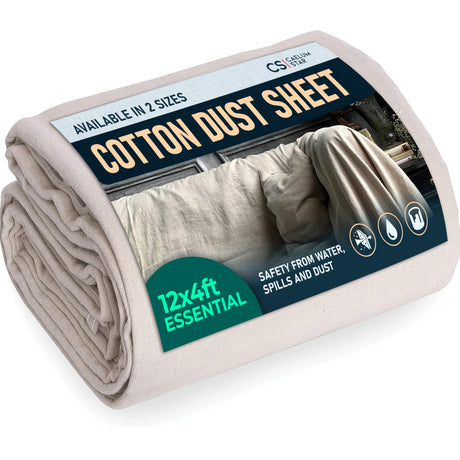 Cotton Dust Sheets - Large (3.6 × 1.3 m) rolled cotton sheet pack