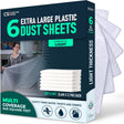 CS 6 Pack Extra Large Plastic Dust Sheets for Decorating 3.60 x 2.70 m (12x9 ft), Dust Sheets for Painting, Clear Plastic Sheet Polythene Sheeting Painting Tools, Decorating Tools, Home Improvement