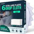 Plastic Drop Cloths – 6 Pack (12 × 9 ft) retail pack with folded sheets